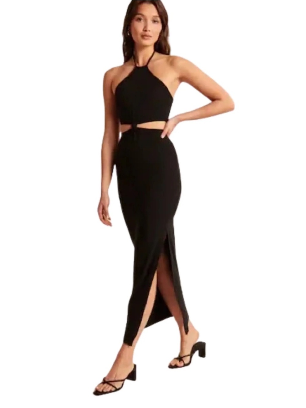 Abercrombie & Fitch Black One-Shoulder Cutout Maxi Dress